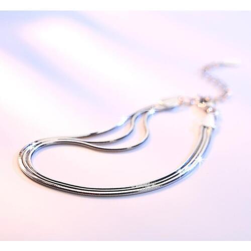 100% 925 Sterling Silver Two Colors Three Rows Snake Chain Bracelet For Women Girl Newest Fashion Jewelry Drop Shipping