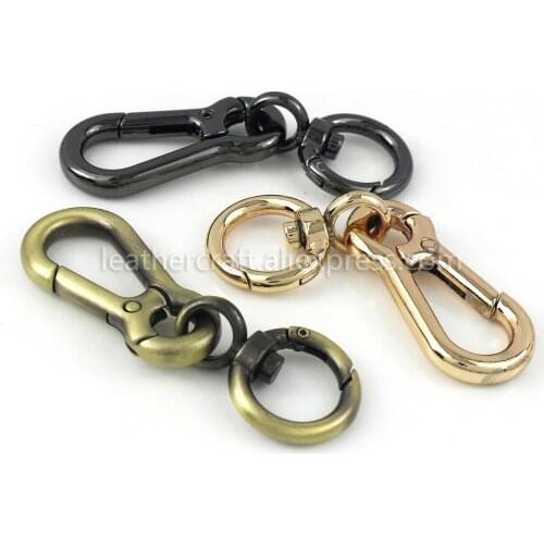 1pcs Metal Swivel Eye Snap Hook Spring Gate Trigger Clasps Clips for Leather Craft Belt Strap Webbing Keychain Hooks