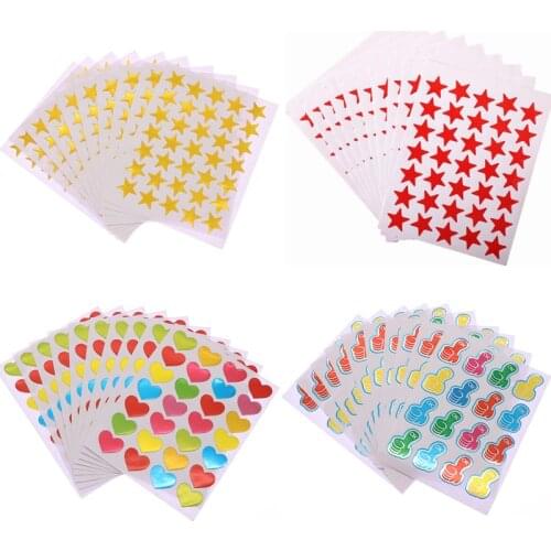 10pcs/box Childrens Gold-plated Award Glitter Sticker Mother Teacher Praise Label Award Five-pointed Star Love Sticker