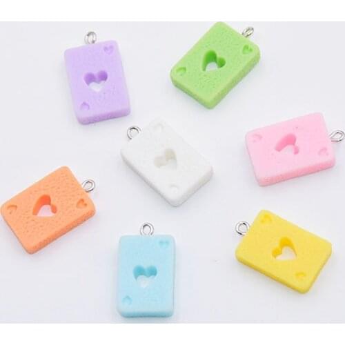 10Pcs Cartoon Colorful Heart Poker Resin Charms Patch For Handmade Pendant Earrings Necklace Keychain Jewelry Accessory