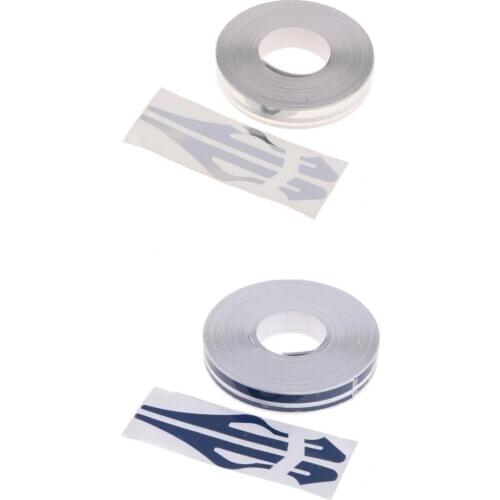2 Pieces 12mm Pinstripes Tape, Steamline Dual Line Car Vinyl Decal Stickers - Blue & Silver