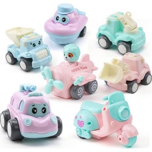 3/5/7Pcs Baby Mini Cartoon Construction Vehicle Pull Back Inertia Toy Car Set
