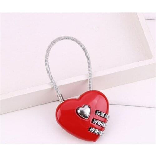 3 Dial Digit Password Combination Padlock Suitcase Luggage Metal Code Lock heart shape Coded Keyed Anti-Theft Locks