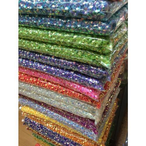 50g/lot PVC Sequins 6mm Flower With 1 Center Hole Plum Blossom Cup Loose Sequins 13 AB Golden Brilliant Colors Available