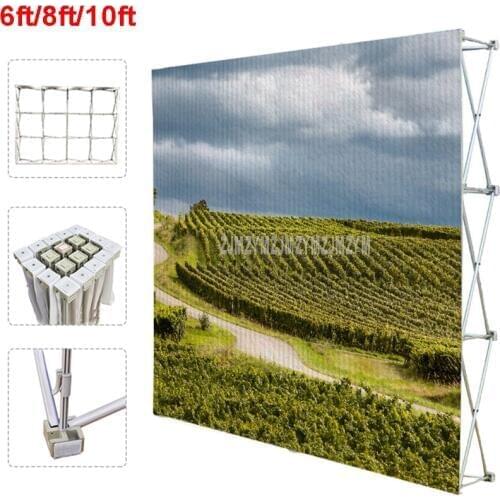 6ft/8ft/10ft Poster Retractable Backdrop Display Stand Tradeshow Wall Media Wedding Party Tension Fabric Banner Exhibition Boot
