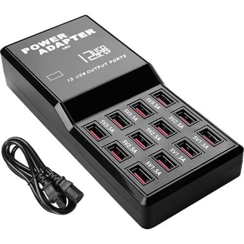 ALLOYSEED Multi Port USB Charger 5V/12A 60W Desktop 12 Ports USB 3.0 Charging Station for Mobile Phone Tablet EU/US/UK