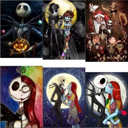 Nightmare Before Christmas rhinestone diamond embroidery cross-stitch Mosaic family decoration