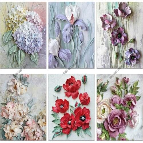 Diamond Painting Flower 5D DIY Diamond Embroidery Full Round Drill Cross Stitch Kits Rhinestone Mosaic Wall Art Home Decoration