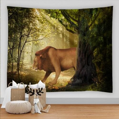 Bohemian Mandala Animal lion Tapestry Wall HangingSandy BeachPicnic Throw Rug Blanket Camping Tent Sleeping Pad Custom Room