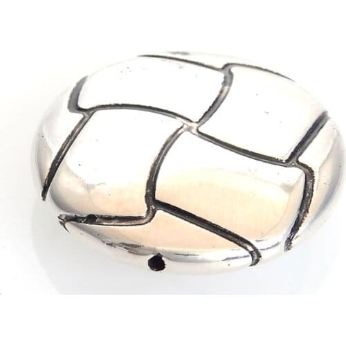 New Arrival 15 Pcs 10x34MM Fluted Corrugated Antique Silver Crackle Flat Round Antique Design Charm Beads For Diy Jewelry Making