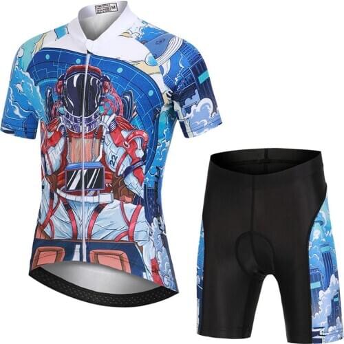 Quick-dry Childrens Cycling Jersey Set Breathable Kids Bicycle Clothing MTB Riding Jersey Short Sleeve Cartoon Bike Suits