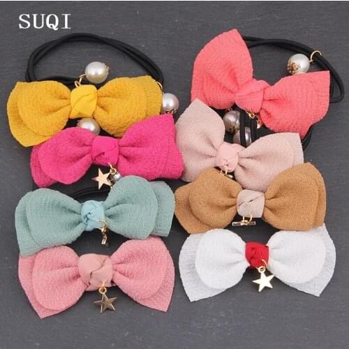 Children hair accessories bow beads headbands girls Scrunchies ponytail holder of the vintage strips of hair elastic rubber rope