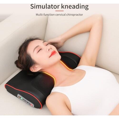 Home Health Electric Massage Pillow Infrared Heating Neck Shoulder Back Body Muscle Relaxation Shiatsu Massager Relieve Pain