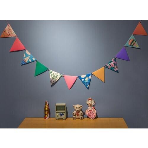 12 pcs Flags 16 x 15.3cm Travel Theme Paper Colorful Flags Banner for Decor Wedding Birthday Baby Year Annivery Party Decoration