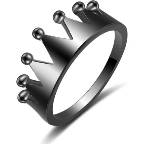 Hainon 2019 New Fashion Crown Rings Black Gold Color Simple Party Engagement Rings For Women & Men Couples Ring Distribution