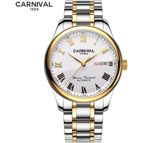 CARNIVAL Brand Luxury Military Watch Men Fashion Waterproof Gold Business Automatic Mechanical Watches For Man Reloj Hombre 2020