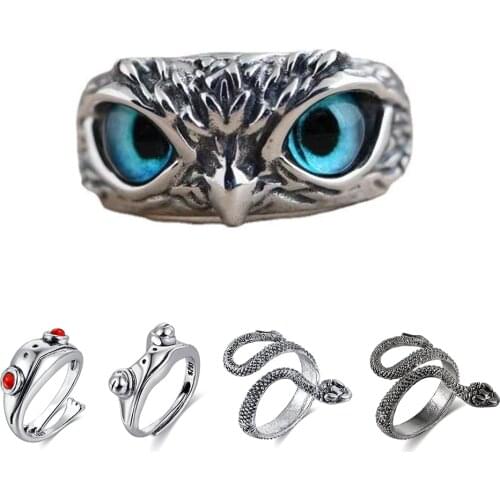 Cute Owl Ring For Men Women Vintage Adjustable Animal Rings Frog Shape Fashion Finger Ring Personlity Simple Jewelry Accessories