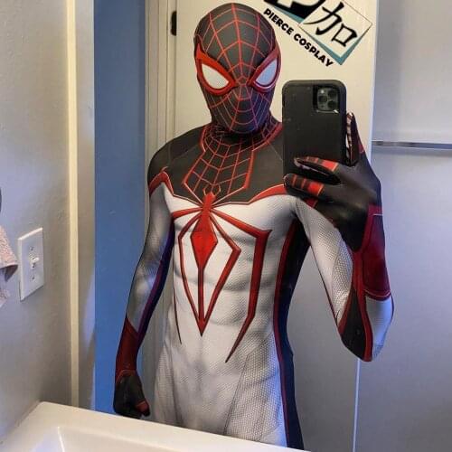 Game PS5 Cosplay Superhero Costume Zentai Jumpsuit Super-Verse Miles Morales Bodysuit Halloween Costume Disfrace for Adult/kids