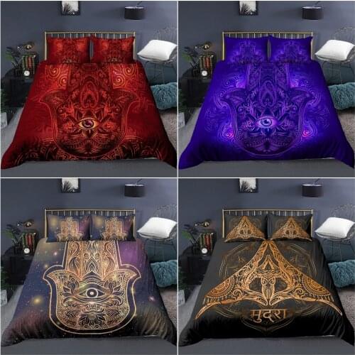 Indian Hamsa Hand of Fatima Quilt Covers Duvet Cover Set for Bedroom Bedding Set King Queen Twin Single Double Size 2/3PCS