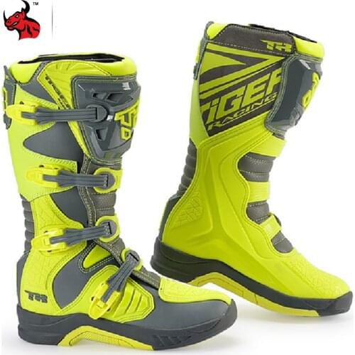 NEW Leather Motocross Off-road Boots Profession Wear-resistant Motorcycle Boots Non-slip Botas Moto Riding Racing Shoes
