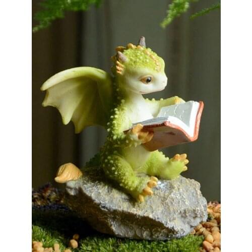 Creative Cute Cartoon Dragon Ornaments Dinosaur Doll Resin Simulation Animal for Boys and Girls Friends Birthday Present