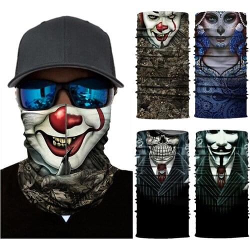 Cool Bandanas Seamless Balaclava Magic Scarf Neck Face Cover Ghost Skull Skeleton Mask Buffs Shield Headband Headwear Men Women