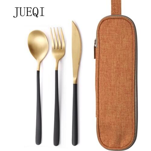 JueQi Tableware Set Cutlery Stainless Steel 304 Utensils Kitchen Dinnerware include Knife Fork TeaSpoons Camping Dinnerwar 18/10