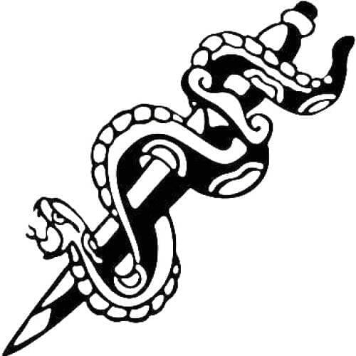 Snake and Dagger Vinyl Car Decals Sticker Creative Car Door Decortive Pattern removable waterproof car stickers L396