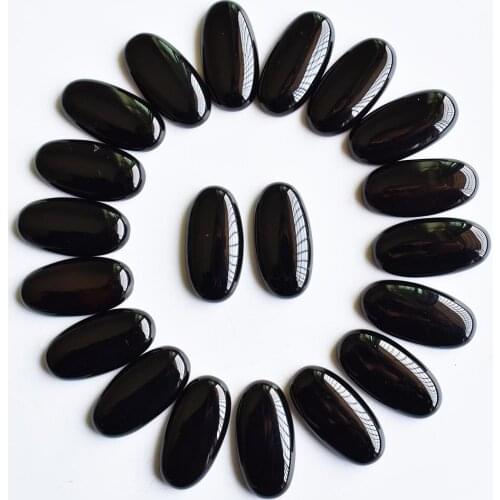 Wholesale 20pcs/Lot fashion high quality natural black onyx oval shape cab cabochon beads for Jewelry making 15x30mm free