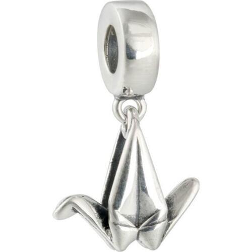 Autumn 925 Sterling Silver Origami Crane Pendant Charms Beads Fit Brand Bracelet Diy Symbol Lucky Dangle Brand Jewelry
