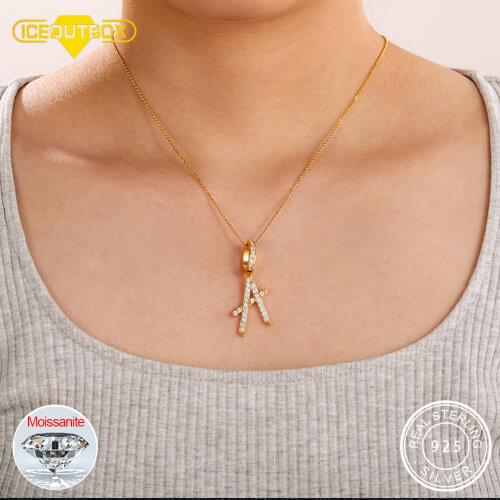 Top Quality Moissanite Women Girls A-Z Initial Letter Necklace Gold 26 Letters 925 Sterling Silver Hip Hop Man Name Jewelry Gift