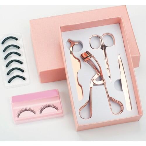 Professional Rose Gold Eyelash Curler Eyebrow Tweezers Scissors False Eyelash Applicator Eyelash Makeup Tools Accessories