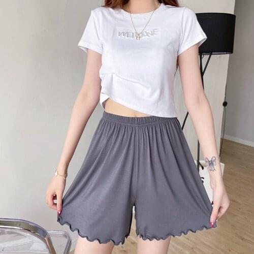 Plus Size Summer Ruffles Shorts Women Bottom Elastic Waist Pantalones Cortos De Mujer Girl Casual Cotton Home Shorts For Female