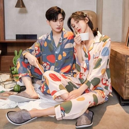 Luxury Pajama suit Satin Silk Pajamas Sets Couple Sleepwear Family Pijama Lover Night Suit Men & Women Casual Home Clothing