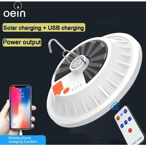 Solar Camping Light LED Bulb 18650 USB Charge Portable Lanterns Remote Control Emergency Tent Hanging light For Outdoor Fishing