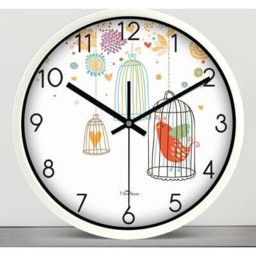 Modern Wall Clock Creative Fashion Mute Individuality Bedroom Living Room Birds Round Clock Wall World