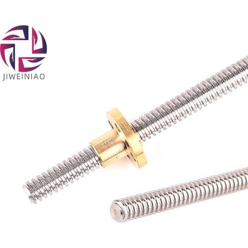 Lead Screw 100mm 150mm 250mm 300mm 330mm 350mm 400mm 500mm 3D Printers Parts 8mm Trapezoidal Screws Copper Nuts Leadscrew Part