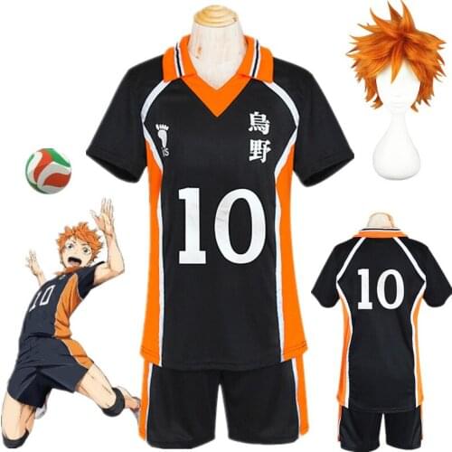 Anime Haikyuu Shoyo Hinata Karasuno High School Cosplay Costume No 10 Volleyball Jersey Short Sleeve Shorts Summer Clothes