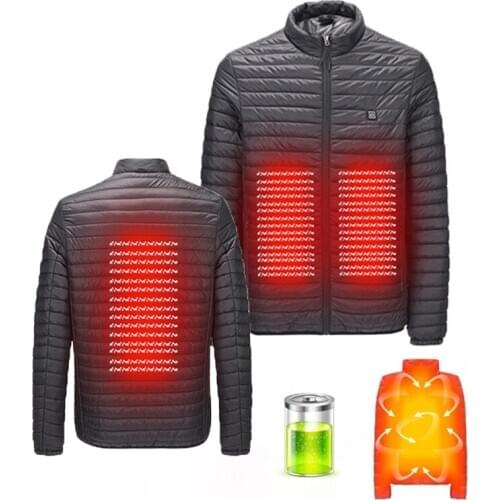 USB Mens Electric Stand-up Collar No Hooded Jackets Winter Women Thermal Coat Outdoor Warm Heated Jackets Long Sleeves Safe