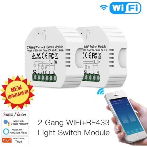 WiFi Smart Light Switch DIY Module Smart Life / Tuya APP Remote Control Works With Alexa Echo Google Home 2 Gang 1/2 Way