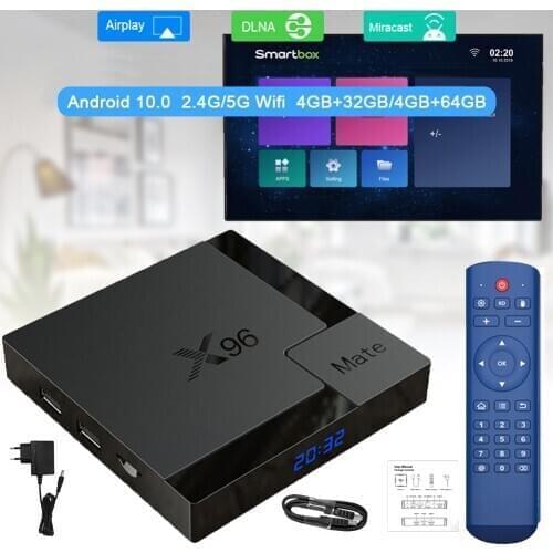 X96 Mate Dual-Band Set Top Box Android10.0 4K Quad-Core Support HDMI-compatible, WiFi, Bluetooth