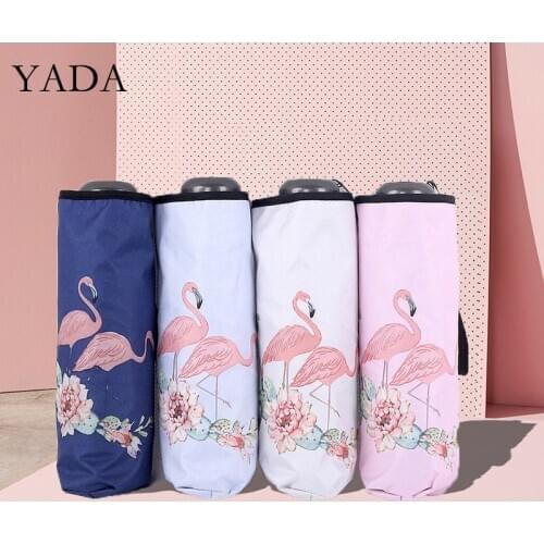 YADA 2020 Ins New Big Flowers Pattern 5-Folding Rainy Mini Pocket Umbrella For Women Anti-UV Small Parasol Umbrella YD200319