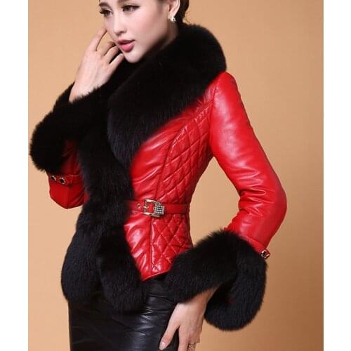S-3XL Thick Warm Winter Coat 2021 New Fashion Womens Faux Leather Jackets Coats With Fur Short Leather Parka Jacket Pu Fur Coat