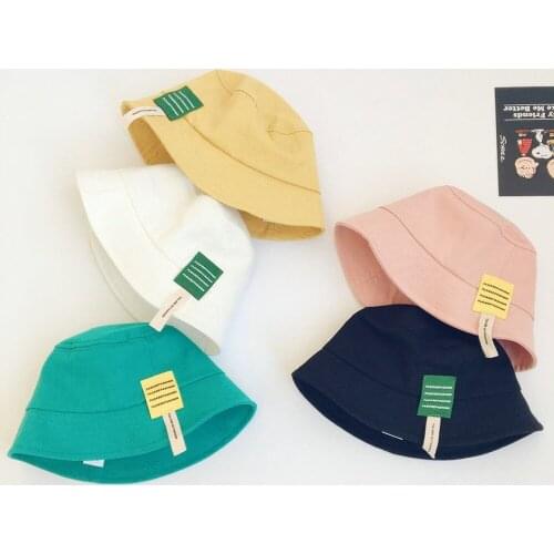 Kids Bucket Hat Solid Color Cotton Fabric Casual Classic Spring Autumn Stylish Childrens Fisherman Hats