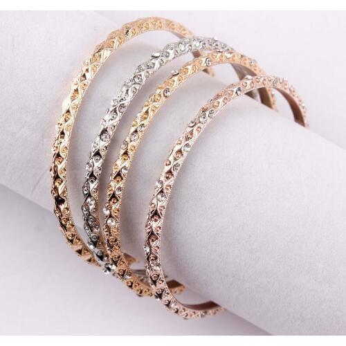 ZWPON 2020 New Gold Rhinestone Bangles Cuff Bracelets for Women Fashion Inspirational Jewelry Wholesale