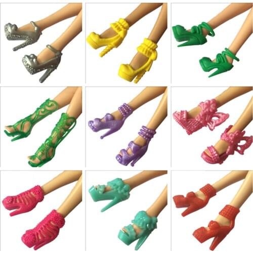 10 Pairs 10 Style Fashion Doll Shoes Boots High Heels Sandals Stag Accessories for Barbie Toys Children Girl Dolls Birthday Gift
