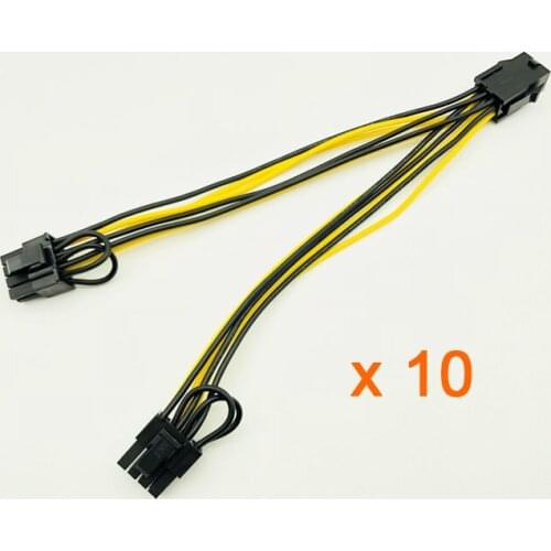 10PCS 6pin PCI Express to PCIe Dual 8pin Cable Motherboard Graphics Video Card PCI-e GPU VGA Splitter Hub Power Cable for Mining