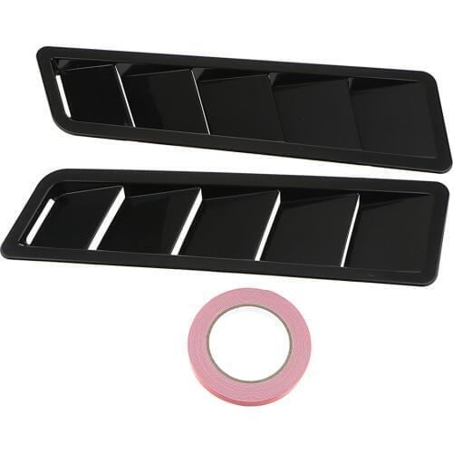 2pcs Universal Racing Car Hood Air Vent Louver Panel Trim Black ABS Pattern