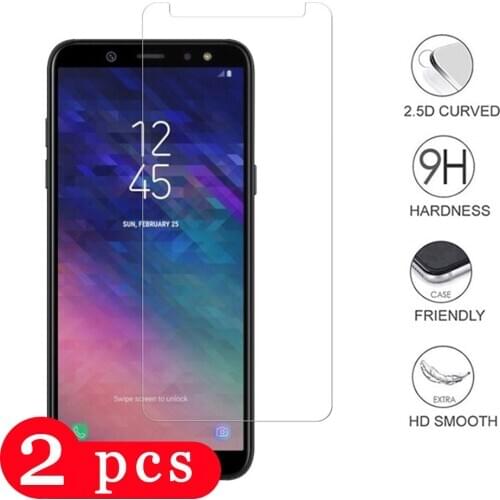 2Pcs tempered glass for samsung Galaxy A6 A7 A8 2018 phone screen protector A5 2017 on the glass smartphone protective film