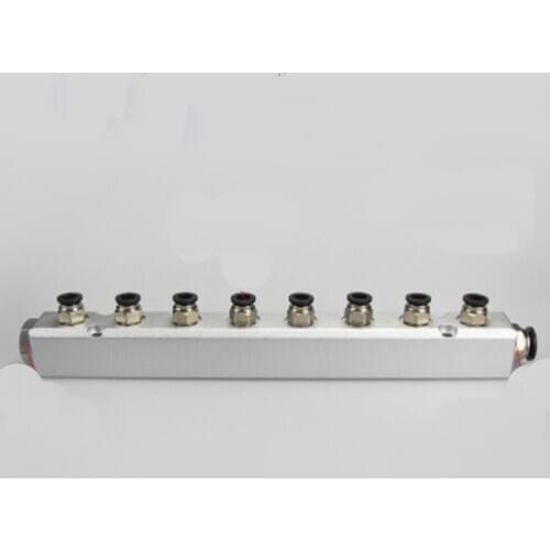 30x30mm G1/4" Out G1/2" In 8 Way Pneumatic Fitting Air Manifold Block Splitter